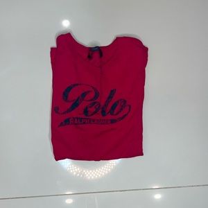 Girls Pink Polo Ralph Lauren Tee